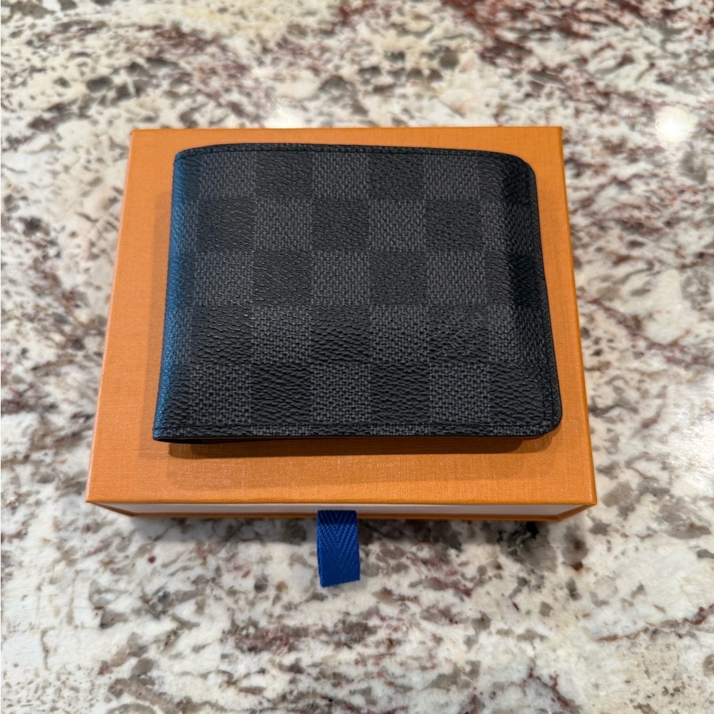 Louis Vuitton Multiple Bifold Wallet Damier Graphite Mens Wallet Authentic